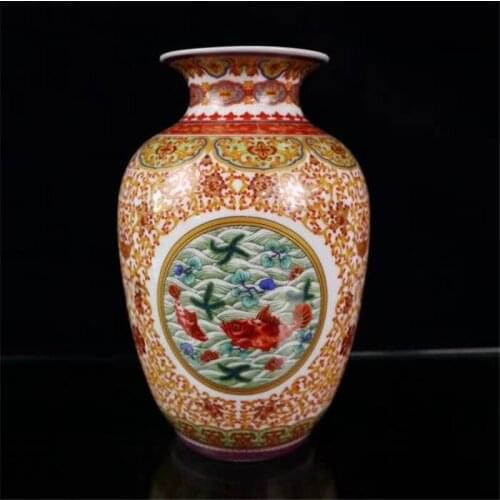 Jingdezhen Porcelain Pastel Fish And Algae Design Wax Gourd Vase Decoration Vase Porcelain Vase Home Decoration Gift