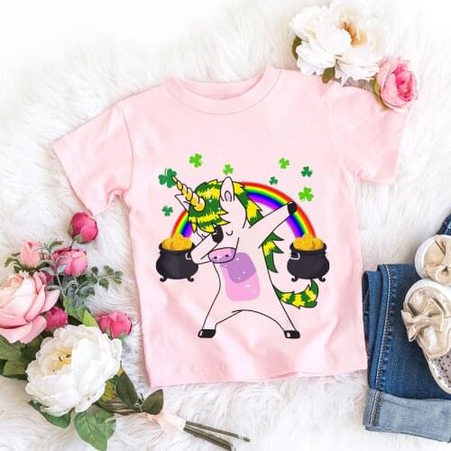 T-shirt for boys/girls cute clover unicorn rainbow magic unicorn graphic print kids t shirt summer cute toddler baby tshirt tops