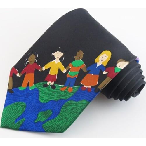 10 cm wide black printing necktie new fashion leisure The United Nations children of peace design men formal tie