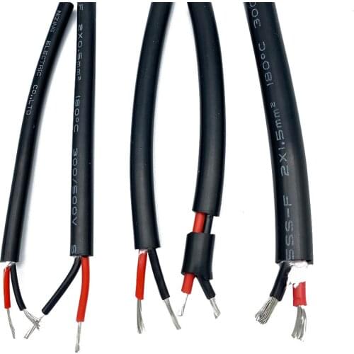 Flexible silicone cable 2 core 0.3mm 0.5mm 0.75mm 1.0mm1.5mm heat resistant 180 Degree High Temperature Ultra Soft Sheath Wire