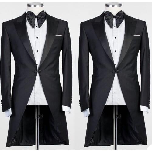 Classic Black Men Tuxedos Custom Made Peaked Lapel Slim Fit 1 Piece Set Wedding Party Formal Grooms Blazer