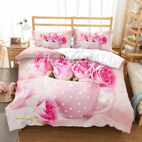 Pinkg Princess Bed Room Sets Bedding Valentines Day Rose Home Textile Duvet Cover Pillowcase Dekbedovertrek Marry Bed Cover
