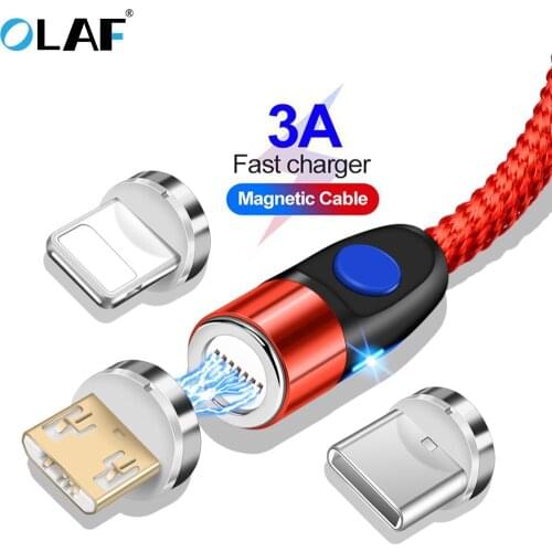 Olaf 1m 2m 3A magnetic Cable Fast magnetic charging cable micro usb Type c for iPhone Quick Charge 3.0 Magnet Type-c USB C Cord