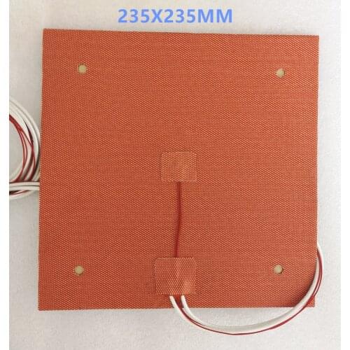 USA Material! Ender-3s 235x235mm Silicone Heater with screw holes 24V 220V 110V Heated Bed Build Plate for Ender-3 3D Printer