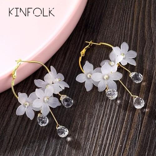 KINFOLK Fashion Flower Dangle Earrings For Women Bohemian Geometric Earring Korean Statement Sweet Earings Jewelry 2020