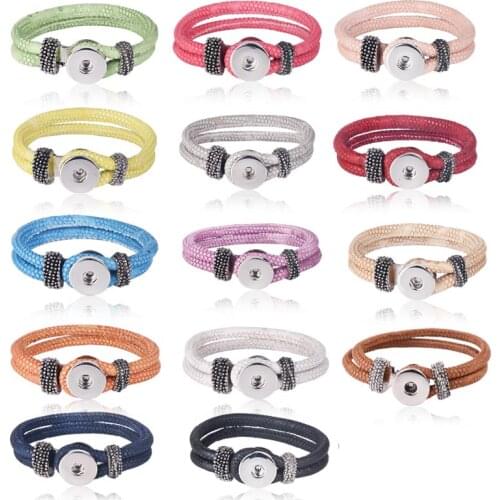 Fashion Single Buckle PU Leather Bracelet Bangle Fit for 18mm DIY Snap Buttons Charms Jewelry Accessories