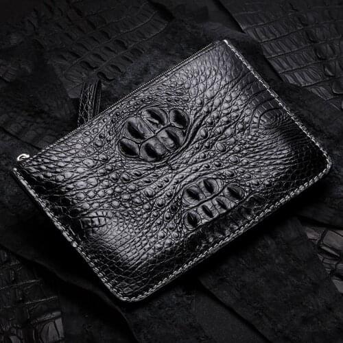 Handmade Men Vegetable Tanned Leather Crocodile Bag Money Holder Clutch Purse Cigarette Pocket Man Clutches Alligate Envelope