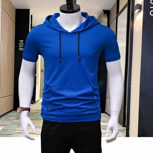 Mens Hoodie Suit Clothing New Summer Casual Short-sleeved Tops and Shorts Solid Color Fit Oversize Tees Homme T-shirt Sets
