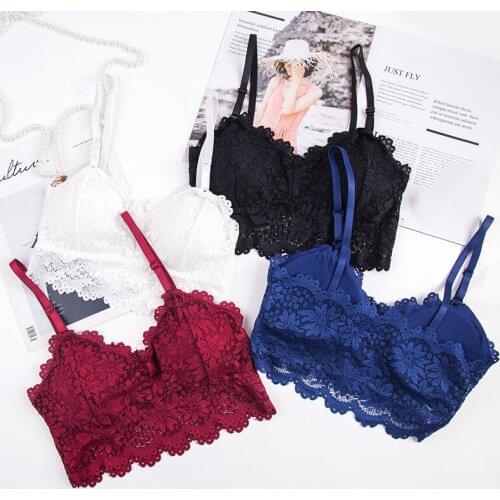 Padded Wireless Bras for Women Lingerie BH Lace Floral Sexy Bralette Push Up Bra Backless Free Size Brassiere Femme