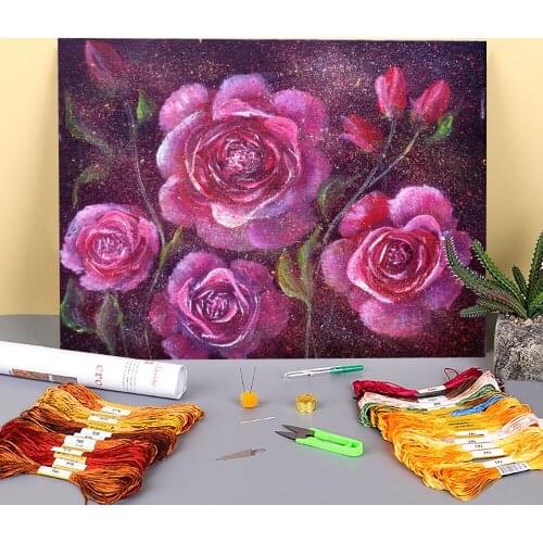 Natural Scenery Fragrance Printed Canvas 11CT Cross-Stitch Complete Kit DIY Embroidery DMC Threads Sewing Craft Promotions