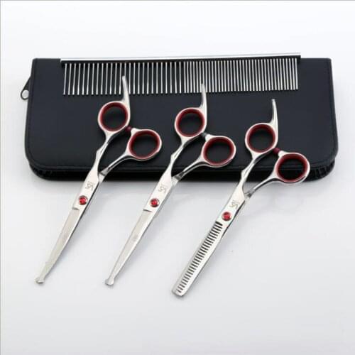 Fish Mouth Scissors Safe Pet Scissors Set For Cat Dog Grooming Hairdressing Tools 6 Inch Straight Cut and Curved Scissor