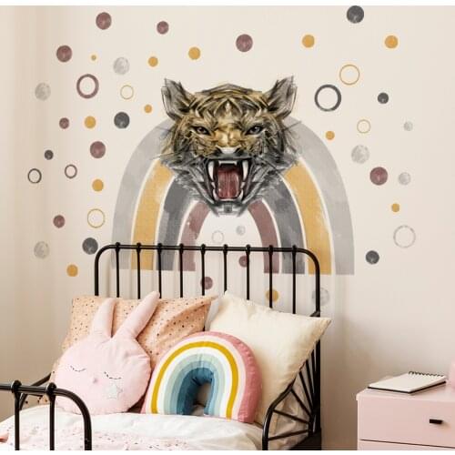 Rainbow Point Tiger Head Wall Stickers Home Decor Living Room Childrens Room Nordic Rainbow Window Wall Decals Room Decoration