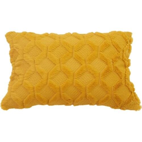 Throw Pillow Cover Geometric Tear Resistant Plush Solid Color Simple Style Cushion Cover for Bedroom