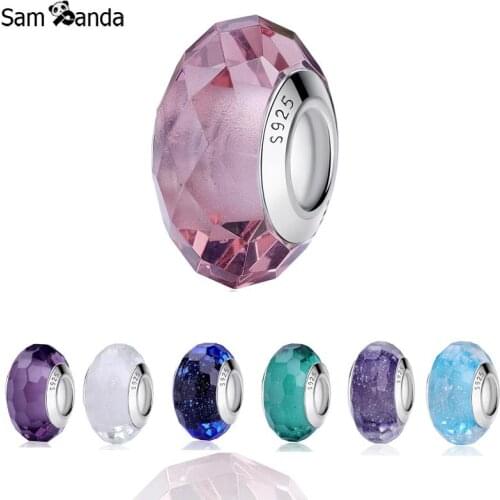 New 100% 925 Sterling Silver Beads Charm Fascinating Murano Glass Charms 4 Colors Fit Bracelets For Women DIY Jewelry