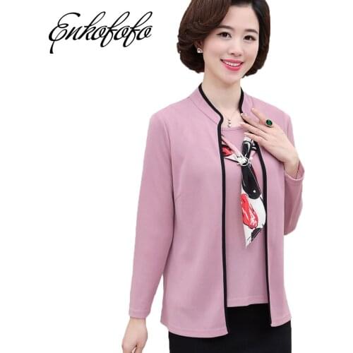 New 2019 Mother clothing real two piece set cardigan sweater plus size womens spring and autumn scarf female cardigans set