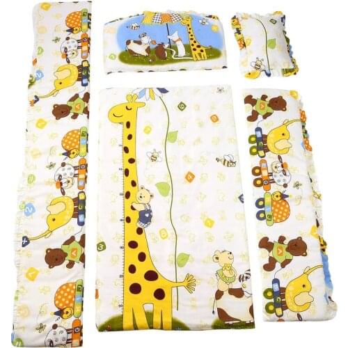 New Cute 100*58cm/110*60cm 5pcs/Set Promotion Cotton Baby Children Bedding Set Comfortable Crib Bumper Baby Organizer Cot Kit