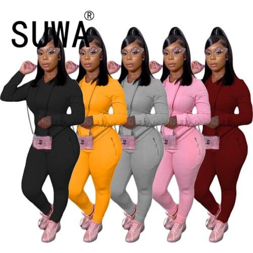 New European Style Women Set Long Sleeve 2 Pieces Outfits Sporty Fashion Two Pieces Tracksuits