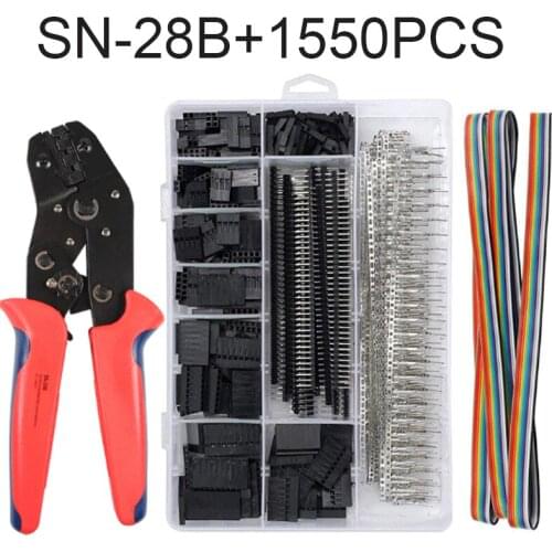 SN-28B+1550Pcs dupont crimping tool pliers terminal ferrule crimper wire hand tool set terminals clamp kit tool