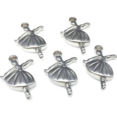 10pcs/lot 316l Stainless Steel Ballerina Dancing gril Charms For DIY Bracelet Necklace Key Making