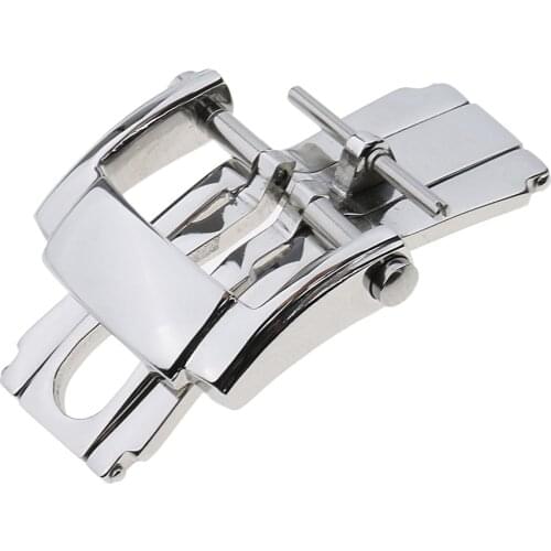 Deployment Butterfly Buckle Automatic Double Click Stainless Steel Push Button Fold Watch Strap Clasp 16mm Watchband Clasp