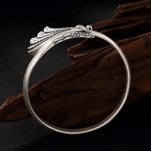 2018 Sale Rushed Bangle S990 Coin Antique, Matte Phoenix Opening Bracelet, Sterling Ladys High-end Bracelet Agent Wholesale
