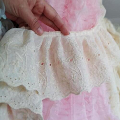 13CM Wide Luxury Embroidery Yellow flower lace fabric trim ribbon Ruffle applique DIY sewing collar guipure wedding Cloth decor