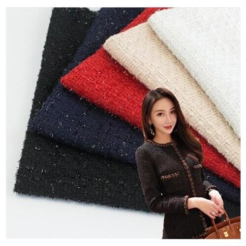 Woolen fabric tweed plain fashion dress fabric bright silk womens coat fabric