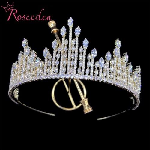 Sparkling Zircon Wedding Hair Accessories Cubic Zirconia Brides Crowns Tiaras Bride Hair Jewelry RE4338