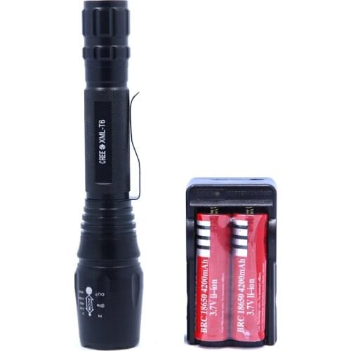 3800LM 5-Modes XM-L T6 LED Flashlight Torch Zoom Lamp Light Use 2x18650 Batteries Double slots travel Charger