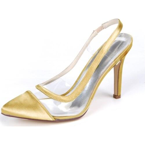 High Heels Clear Women Dress Shoes Pointed Toe Slip on Heels Wedding Bridal Party Dress Shoes Women Pumps
