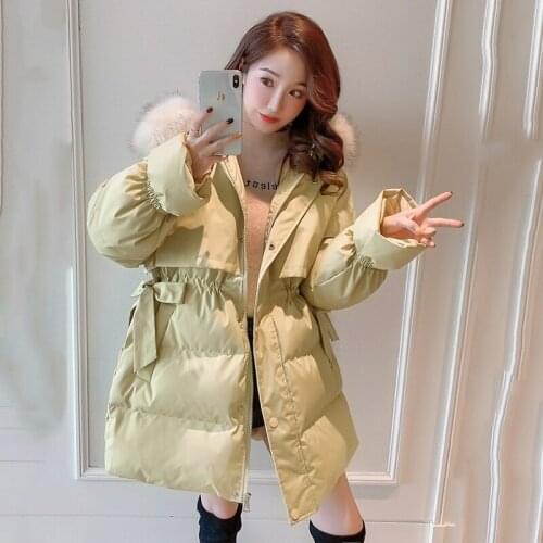Womens Parkas Winter Fashion Big fur collar hood Hooded Jackets 2021 Lady Midi Long Coat Female Slim Clothes Jaqueta Feminina