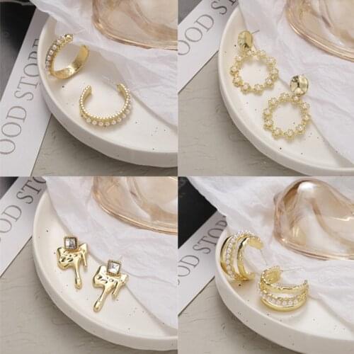 Pearl Drop Earrings For Women Fashion Round Simple Ring Pearl EarringsTrendy Ear Studs Statement 2021 Party Jewelry Gift