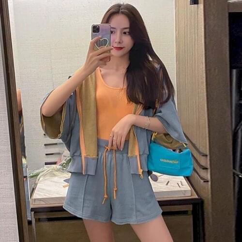 2021 Summer womens suit ins college shorts sports suit loose short-sleeved hoodies casual short pants two piece set sweatshirt