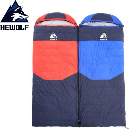 Hewolf Camping Winter Sleeping Bag Envelope Duck Down Thickening Camping Sleeping Bag Splicing Sleeping Bag Winproof Warm Sleep