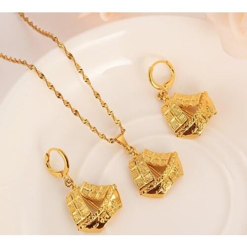 Gold Femme Body Jewelry earrings necklace Chain Sailboat wedding party Jewelry girls charm sea beach souvenir bridal gifts