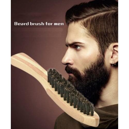 1PCS Bamboo Wood Handle Mens Arc Beard Brush Men Mustache Brushes Comb Hair Brush Male Face Shaving Brush Styling Tool