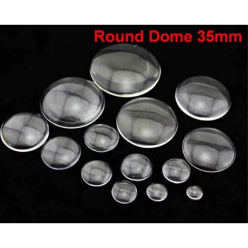 10 Transparent Round Flatback Glass Cabochon Dome 35mm