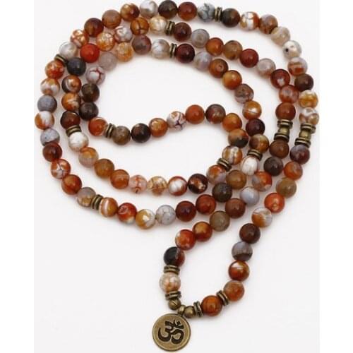 108 beads 8mm elastic adjustable Lotus life tree Buddha OM eye Chakra Reiki agate Onyx Yoga Bracelet necklace tyb43