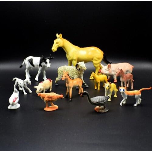 14Pcs PVC Realistic Farm Animal Model Horse Sheep Pig Duck Goose Figure Toy