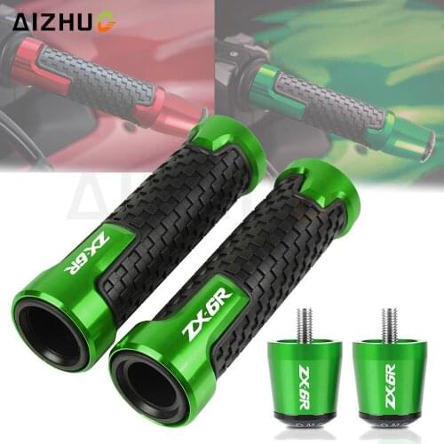 7/8" 22MM Handlebar Hand Grips FOR KAWASAKI ZX6R ZX-6R 2000-2020 2019 2018 Motorcycle Accessories Handle Bar End Cap Plug ZX6 R