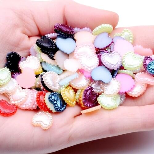 80pcs 10mm imitation pearls heart shape pearls flatback pearls great for nail cellphone laptop art scrap booking