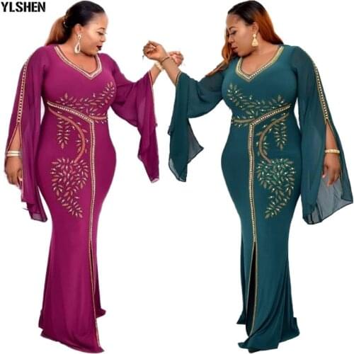 African Dresses for Women Dashiki Diamond Robe Africaine Femme 2020 Africa Dress African Clothes Long Maxi Evening Party Dress
