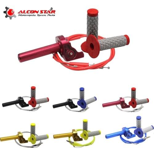 Alconstar- Twist Throttle+Handle Grips+Throttle Cable Assembly For CRF KLX TTR 110CC 125CC 150CC 200CC 250CC Pit Dirt Bike ATV