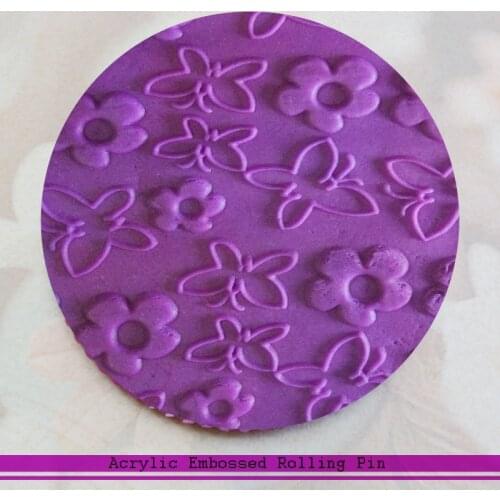 Non-Stick Butterfly&Flower Pattern Fondant Cake Roller Cake Decorating Tools Embossed Rolling Pins