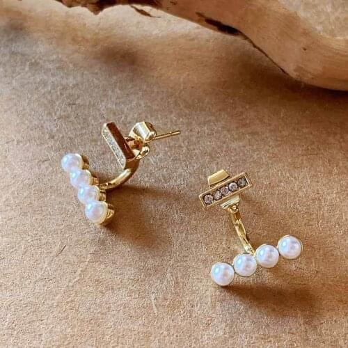 Besimpol Fancy Real 925 Sterling Silver Stud Earrings Double Row Natural Pearls Earrings For Women Fine Jewelry Cute Party Gifts