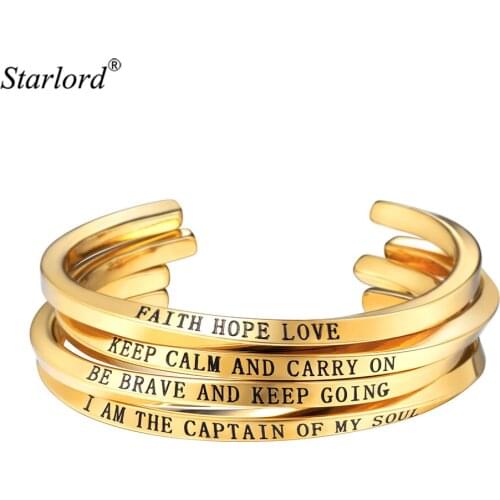 Stainless Steel Bracelet Engraved I Am The Captain of My Soul Inspirational Scripture Cuff Bracelet Twist Bangle GH2940
