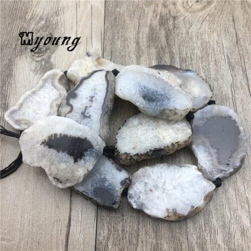 Beige And Black Agates Quartz Druzy Slice Beads,Gems Stone Srusy Slab Drilled Beads MY1559