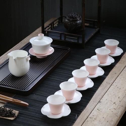 Tea set exquisite ceramic teapot kettles tea cup porcelain Coral powder chinese tea set drinkware