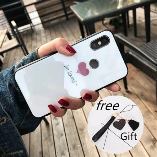 Case & Strap For Samsung Galaxy A40 A40S A10 A10S A2 Core Case For Samsung M30 M30S Cover Luxury Be love Heart Glass Hard Casing