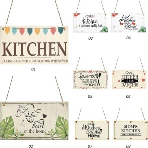 Wood Kitchen Print Signs Wooden Crafts Hanging Ornament Home Door Window Wall Tree Decoration Hanging Pendant Decoration 2020